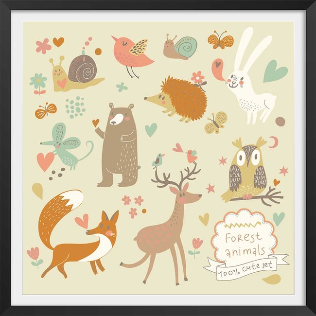 Affiche enfant cute set forest animals - HEXOA