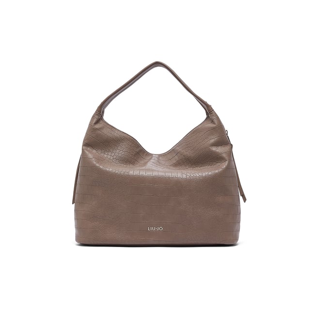 Grand sac cabas effet croco moka <span itemprop=