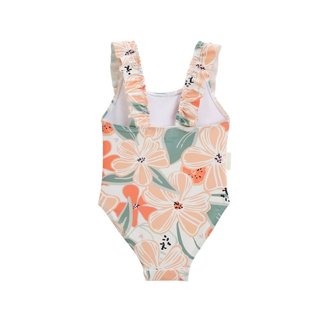 Maillot De Bain Une Pièce Enfant Fleuri Avec Volants - Polyamide/élasthanne - Pour Plage, Piscine - 1