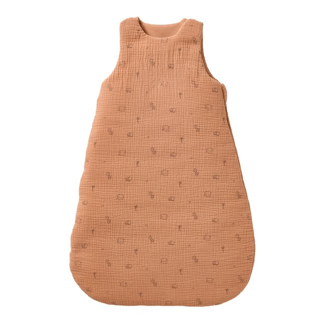 Gigoteuse gaze de coton Bio JUNGLE marron imprimé <span itemprop=