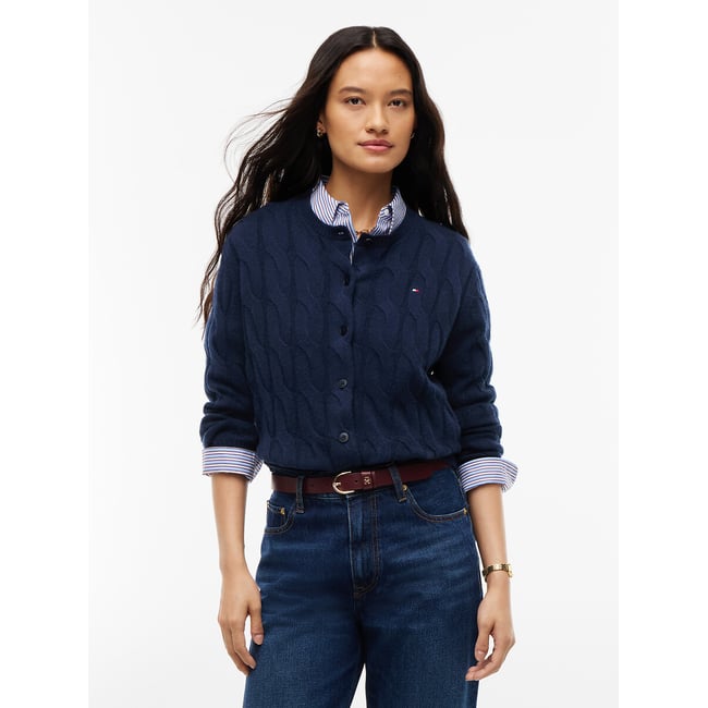 Cardigan col rond torsadé en laine - TOMMY HILFIGER