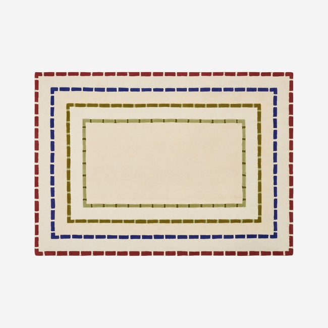 Tapis de salon laine BILLIE Couleur beige, multicolore <span itemprop=