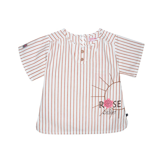 Chemise nicolette tisse teint manches courtes marron <span itemprop=