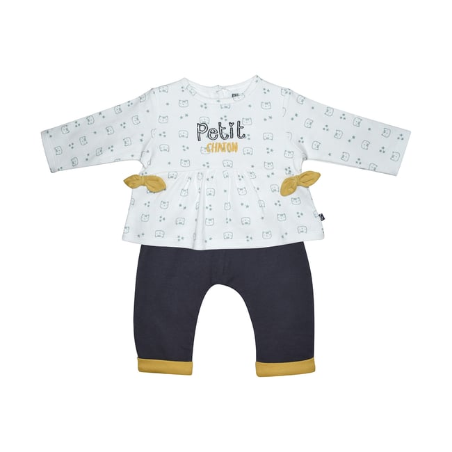 Tunique bebe + pantalon falkland gris <span itemprop=