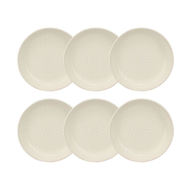Lot de 6 assiettes creuses 20,5cm en grès, DUNE Couleur beige <span itemprop=