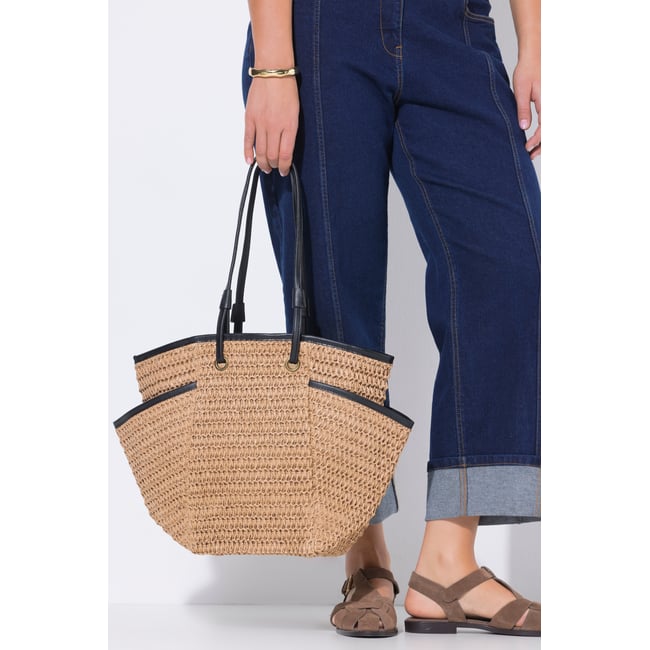 Cabas en paille beige <span itemprop=