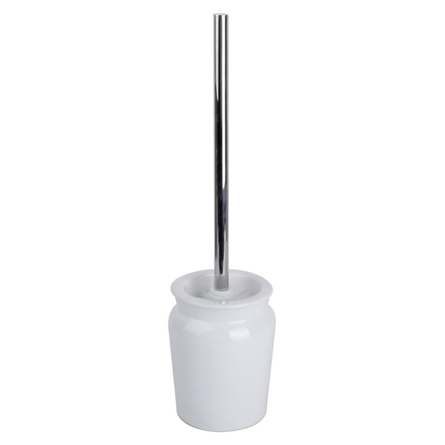 Pot avec brosse WC en céramique, PANDORA Couleur blanc <span itemprop=