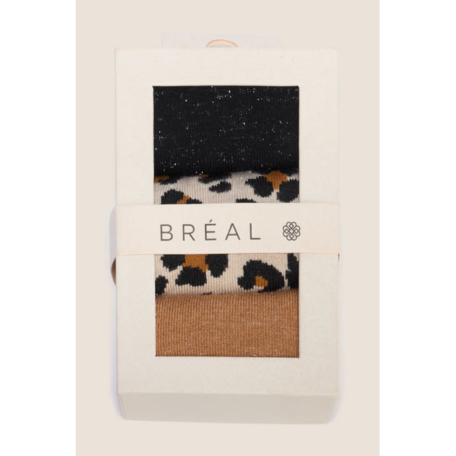 Coffret lot de 3 paires de chaussettes marron <span itemprop=