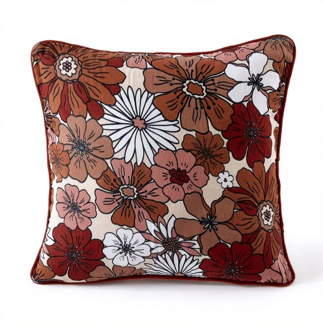 Coussin carré déhoussable 45x45 cm Gaze de Coton Florence multicolore <span itemprop=