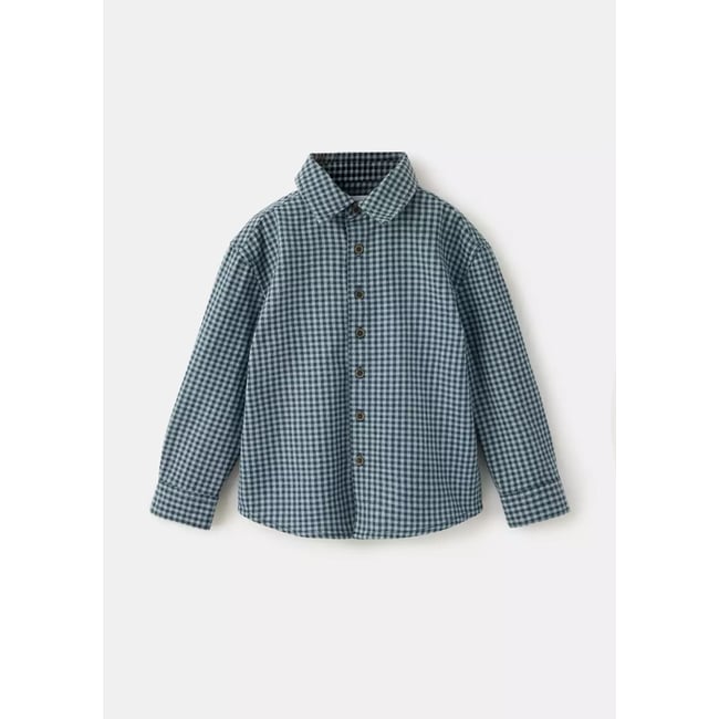Chemise 100% coton à carreaux vert <span itemprop=