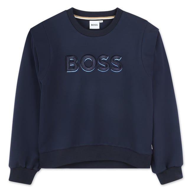 Sweat-shirt brodé bleu cargo <span itemprop=