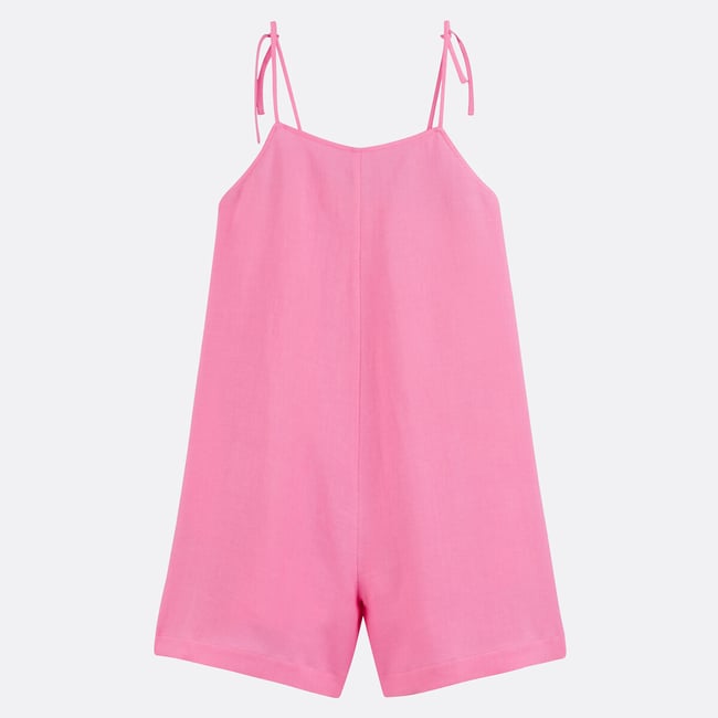 Combishort en lin, fabriqué en France  rose <span itemprop=