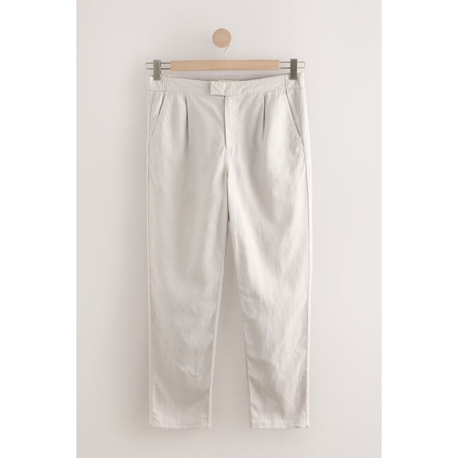 Pantalon doux contenant du lin gris clair <span itemprop=