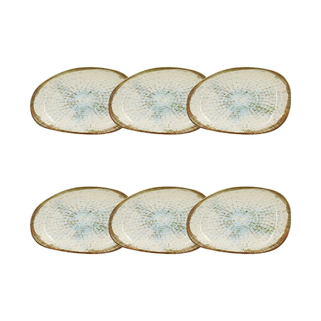 Lot de 6 coupelles 24 x 15cm en faïence, MINERAL Couleur bleu-gris <span itemprop=