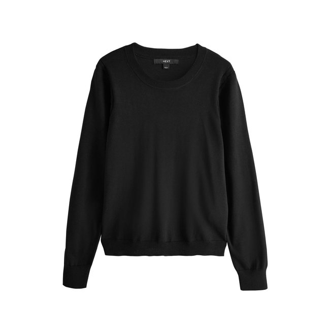 Pull ras du cou doux à manches longues noir <span itemprop=