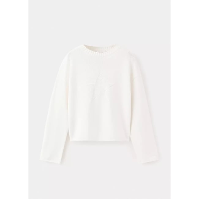 Pull-over maille étoile blanc cassé <span itemprop=