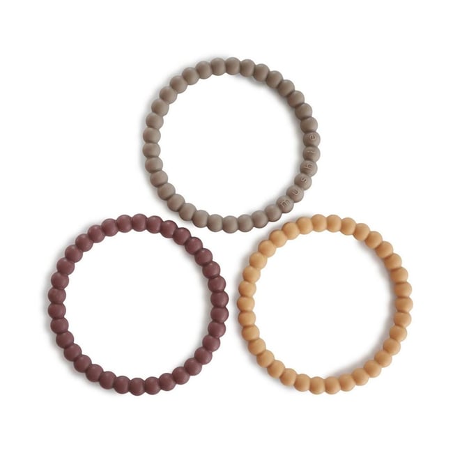 Lot de 3 bracelets de dentition jaune, bordeaux, taupe <span itemprop=