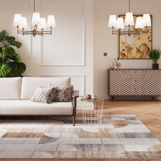 Tapis traditonnel, effet vieilli, OSCAR Couleur beige <span itemprop=