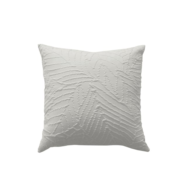 Coussin carré feuillage aspect gaufré ecru <span itemprop=
