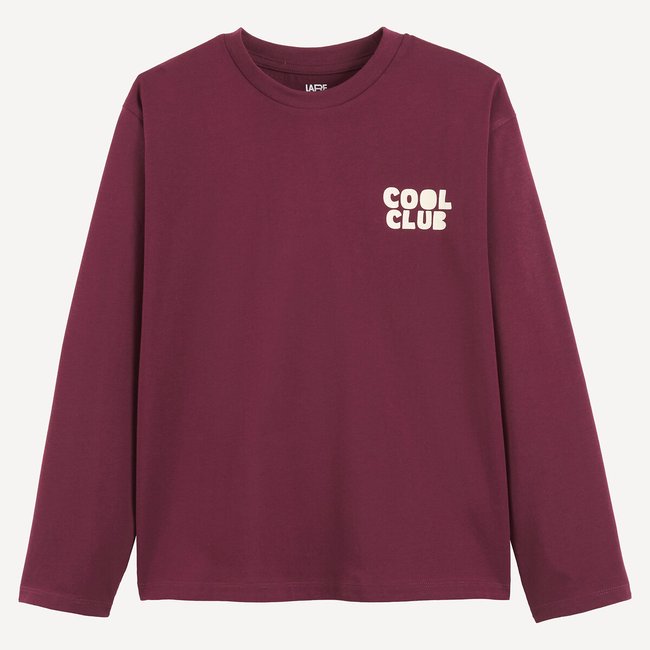 T-shirt manches longues à message bordeaux <span itemprop=