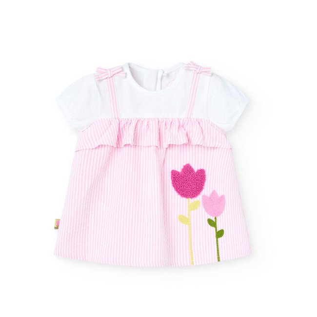 Robe en popeline à rayures violet <span itemprop=