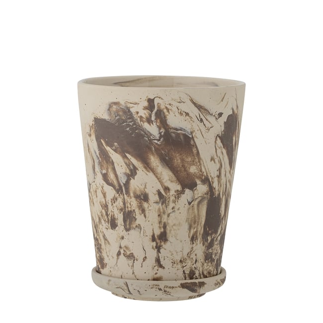 Pot de fleurs avec soucoupe en grès Stacy Couleur multicolore <span itemprop=