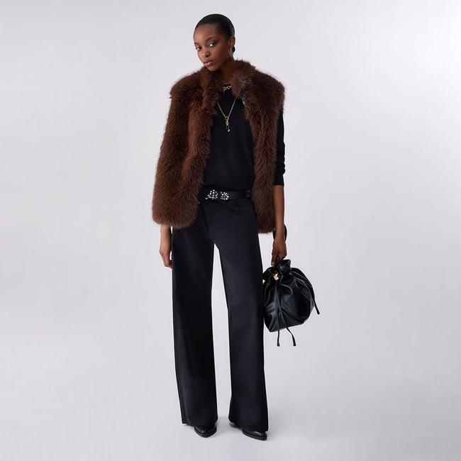 Pantalon droit large noir <span itemprop=