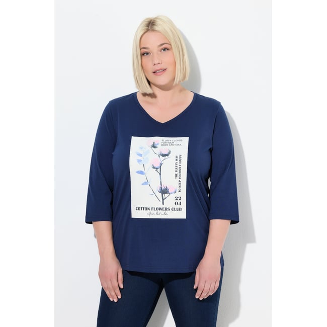 T-shirt motif branche de coton bleu encre <span itemprop=
