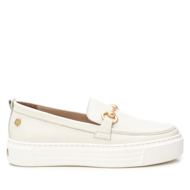 Baskets Mocassin Plaine Décontractée blanc bleuté <span itemprop=