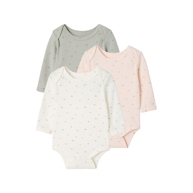 Lot de 3 bodies manches longues rose pâle <span itemprop=