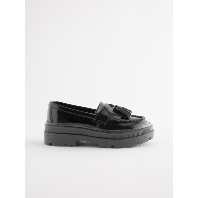 Mocassins d'école à semelle épaisse noir <span itemprop=