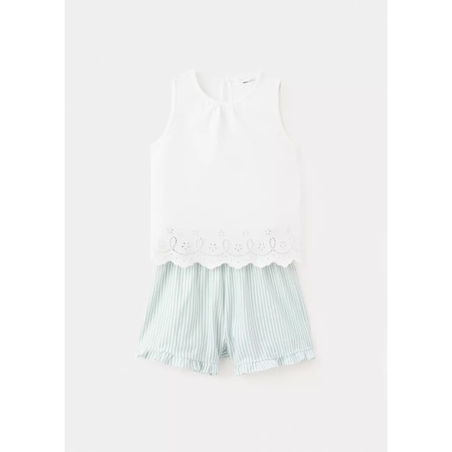 Pyjama complet court blanc cassé <span itemprop=