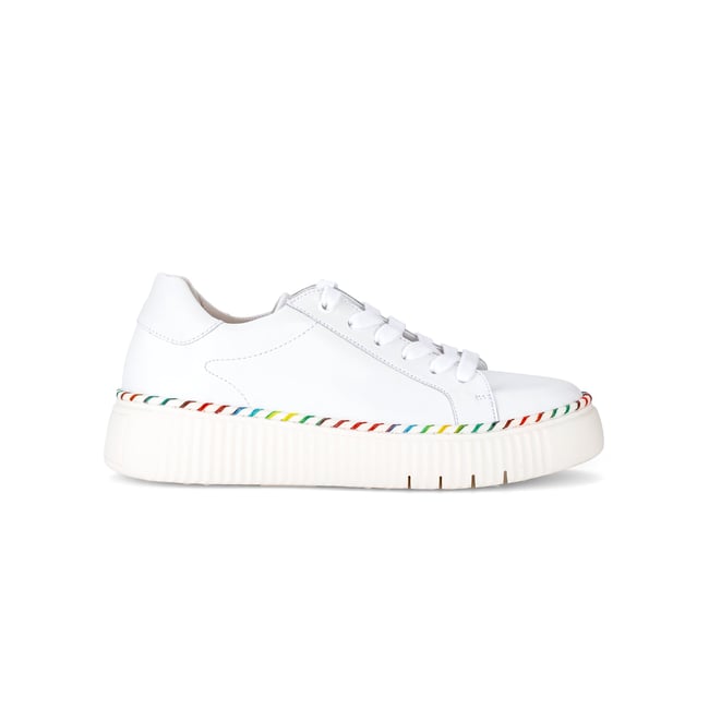 Baskets en cuir lisse à talon compensé blanc <span itemprop=