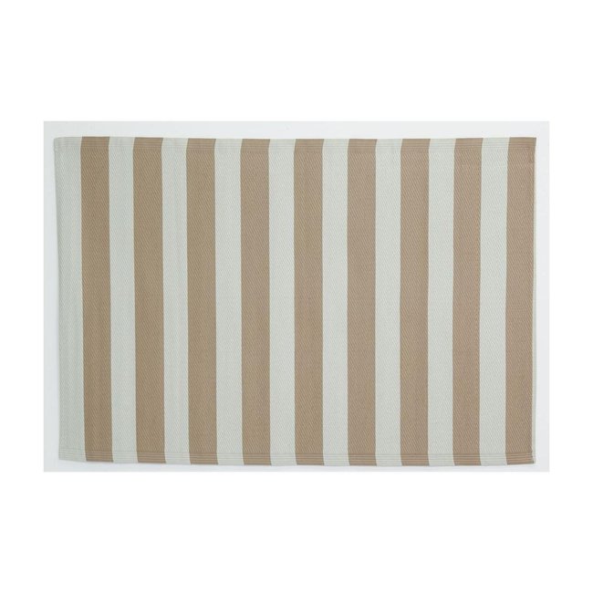 Tapis d'extérieur en polypropylène 120 x 180 cm Rayures - Beige Couleur beige <span itemprop=