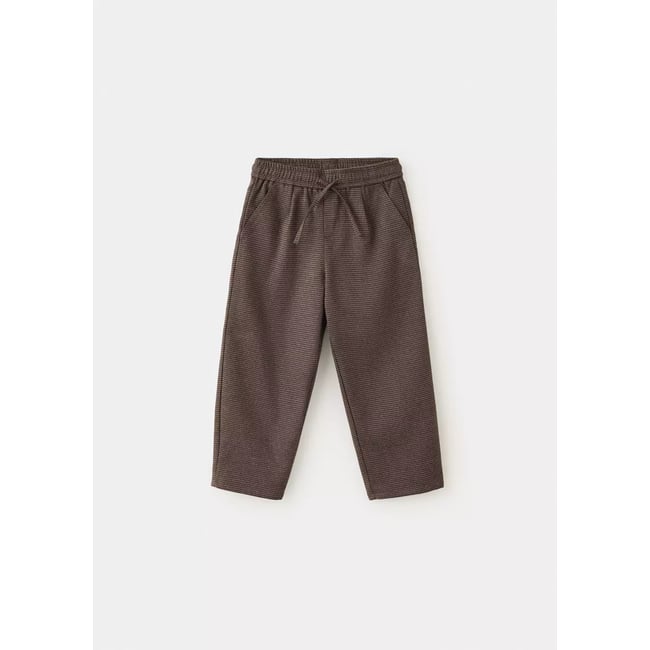 Pantalon droit à carreaux marron <span itemprop=