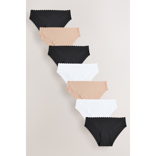 Culotte festonnée invisible, lot de 7 noir/blanc/nuit/praline <span itemprop=