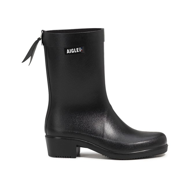 Bottines de pluie à talons MYRICA MID noir <span itemprop=