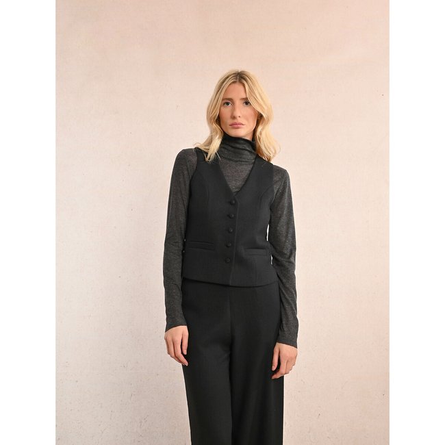 Fitted Waistcoat, black, MOLLY BRACKEN