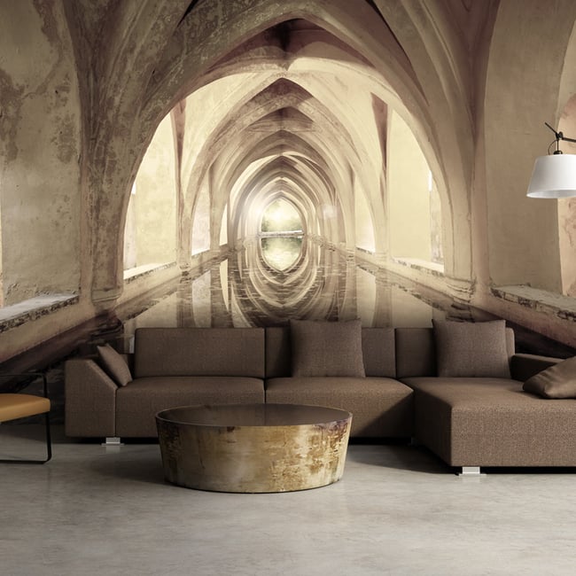 Papier peint intissé panoramique Ville et Architecture Magical Corridor Couleur beige <span itemprop=