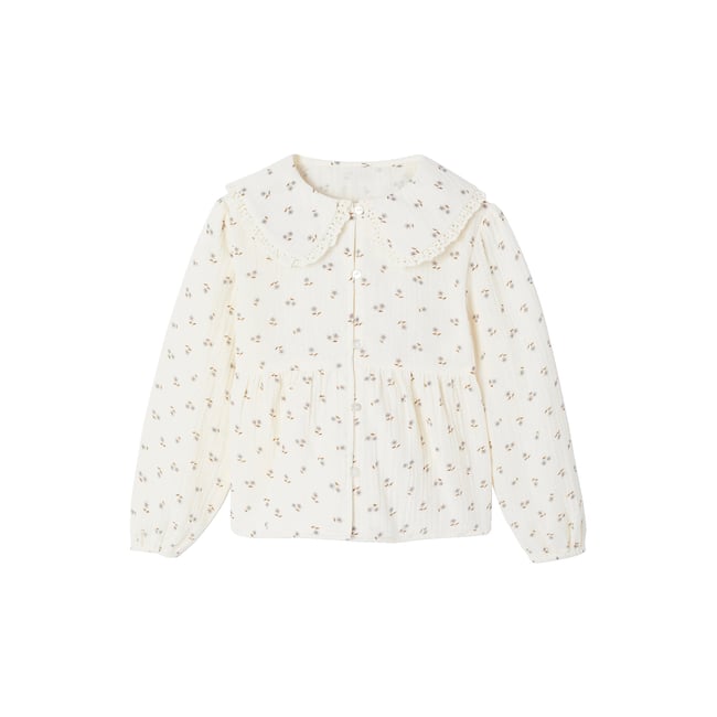 Chemise fantaisie en gaze de coton écru <span itemprop=