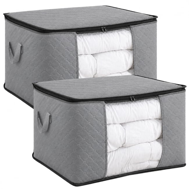 Lot de 2 sacs de rangement pliable pour vêtements, linge de maison avec poignées - VIVEZEN