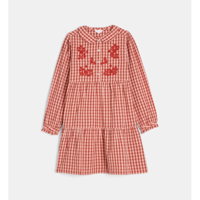 Robe vichy taurelia à broderies en coton bio multicolore <span itemprop=