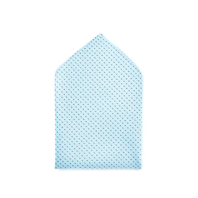 Pochette costume 100% soie motif losanges bleu clair <span itemprop=