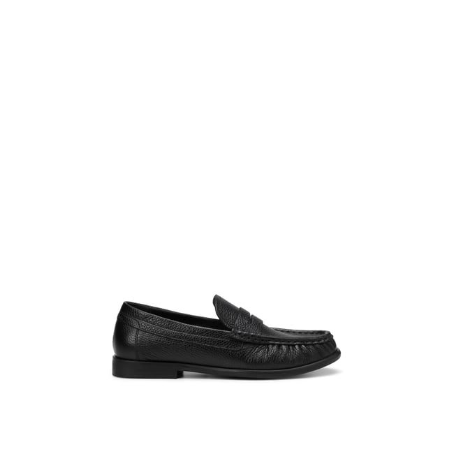 Penny-Loafer modèle Fiona en cuir de vache structuré noir <span itemprop=