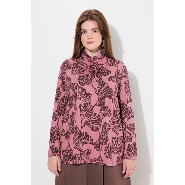 T-shirt imprimé feuilles vieux rose <span itemprop=