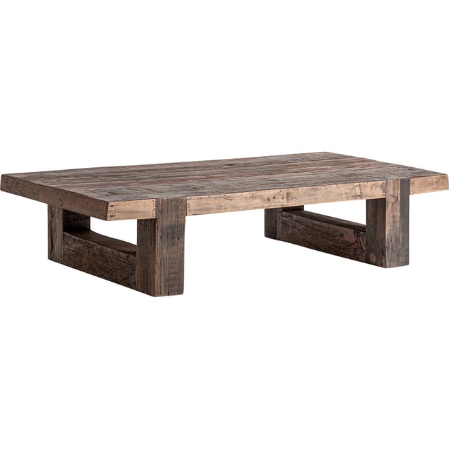 Table basse en bois vieilli style classique Couleur marron bois vieilli naturel <span itemprop=