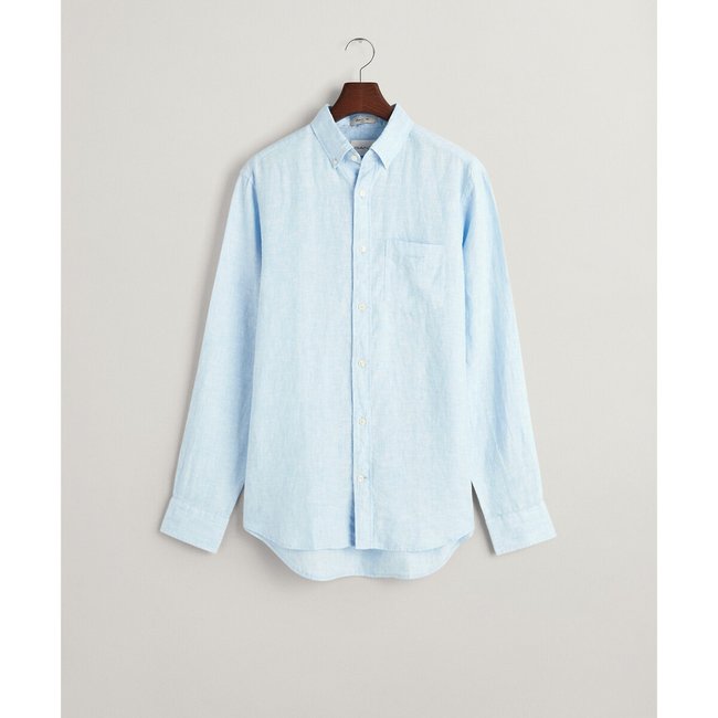 Camicia dritta in lino azzurro GANT