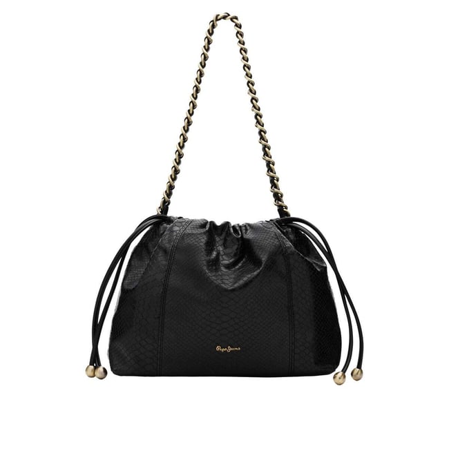 Sac Hobo Effet Cuir noir <span itemprop=