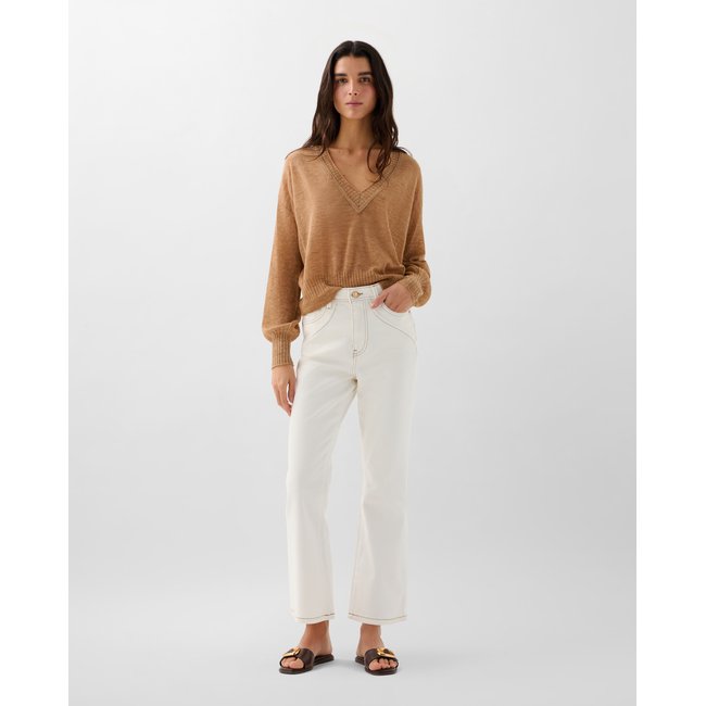 Pantalon en denim scankle soleil blanc <span itemprop=
