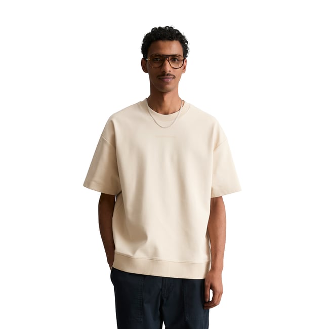 T-shirt DfC coupe carrée en jersey interlock épais blanc <span itemprop=
